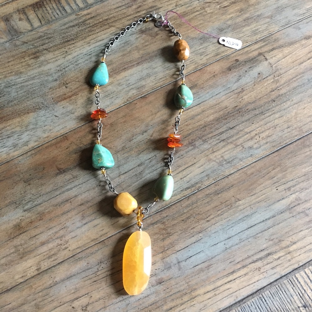 Retired Silpada Turquoise & Amber Necklace