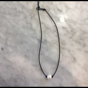 Pearl and leather necklace