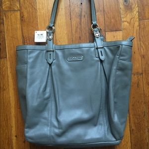 Coach gray leather tote bag