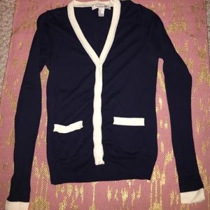 Blue and off-white cardigan