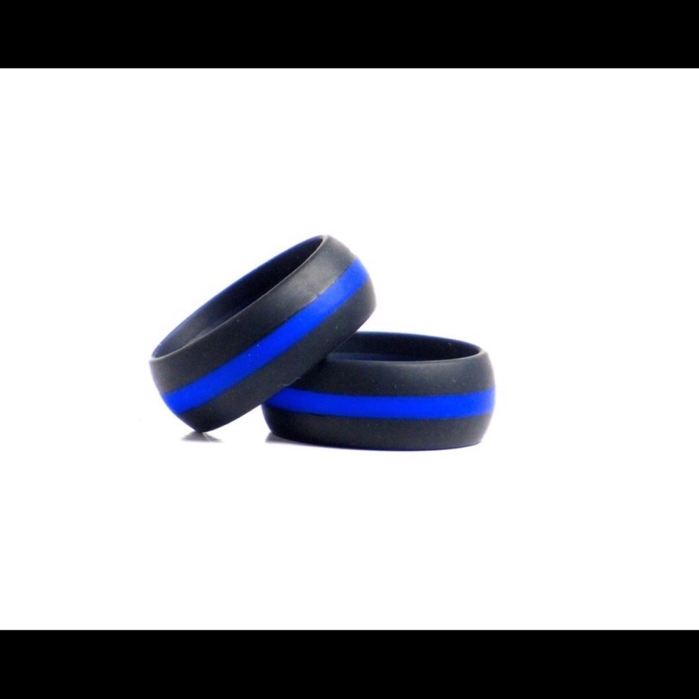 MENS "THIN BLUE LINE" WEDDING BAND RING