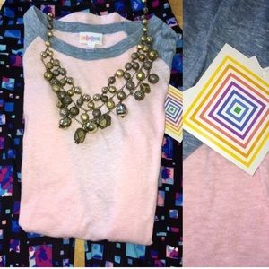 LuLaRoe-Randy - medium-pink w/ Heath blue trim NWT