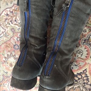 Steve Madden Combat Boots with Blue Zipper