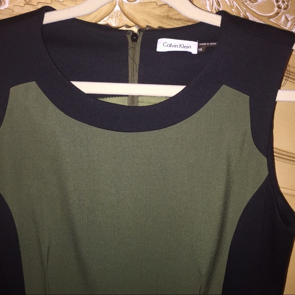 Calvin Klein Olive & Black Dress Size 10 - Picture 2 of 4