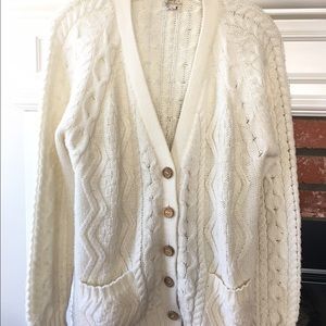Vintage cream cable knit cardigan sweater large