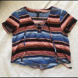 F21 Striped Crop Top 💙🖤💖