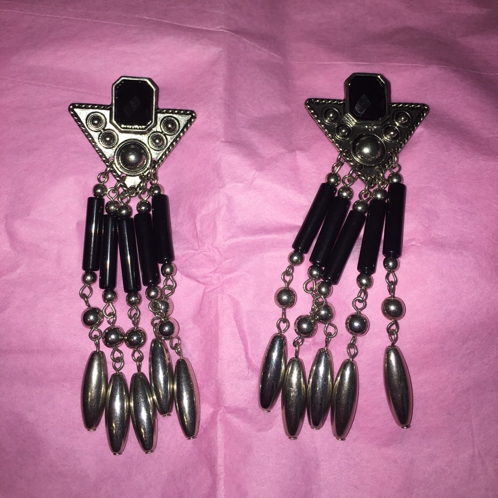 Chandelier, tribal earrings.