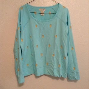 Light blue pineapple scoop neck sweater