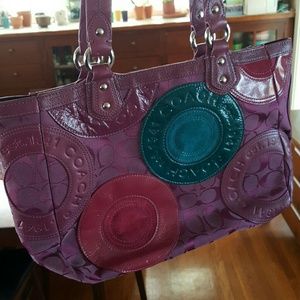 Coach East West Plum Patchwork Tote