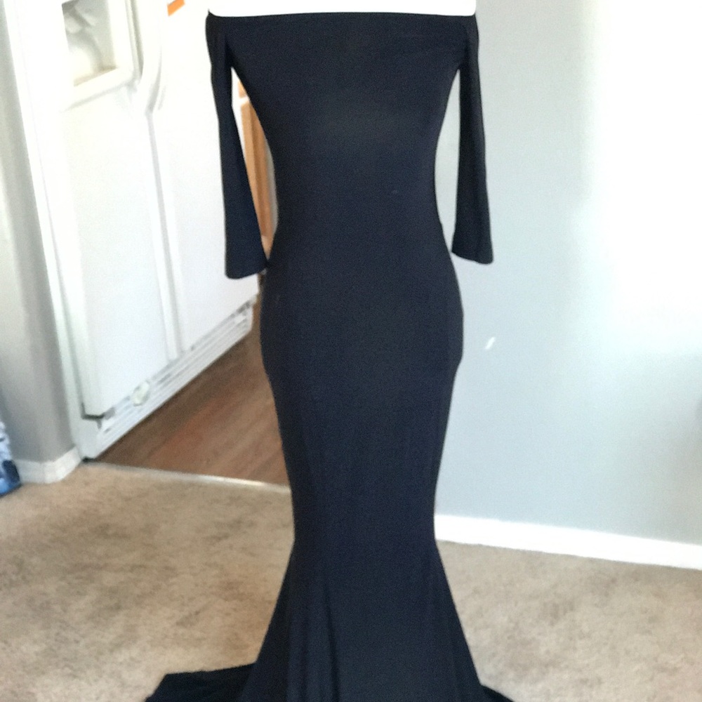 Norma Kamali off shoulder fishtail gown
