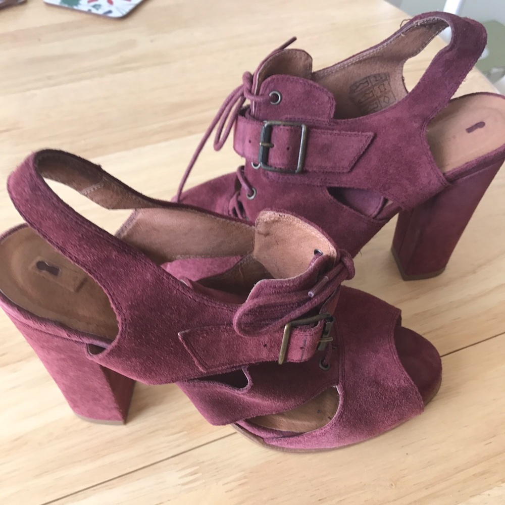 Burgundy suede heels