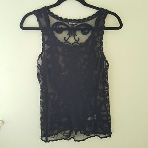 Express Black Lace Top XS
