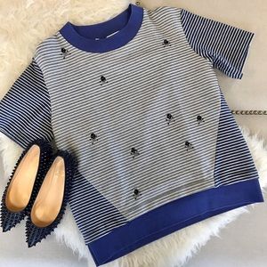 Thakoon Addition Striped Skull Embroidered Top