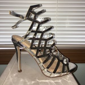 Silver strappy gladiator heels