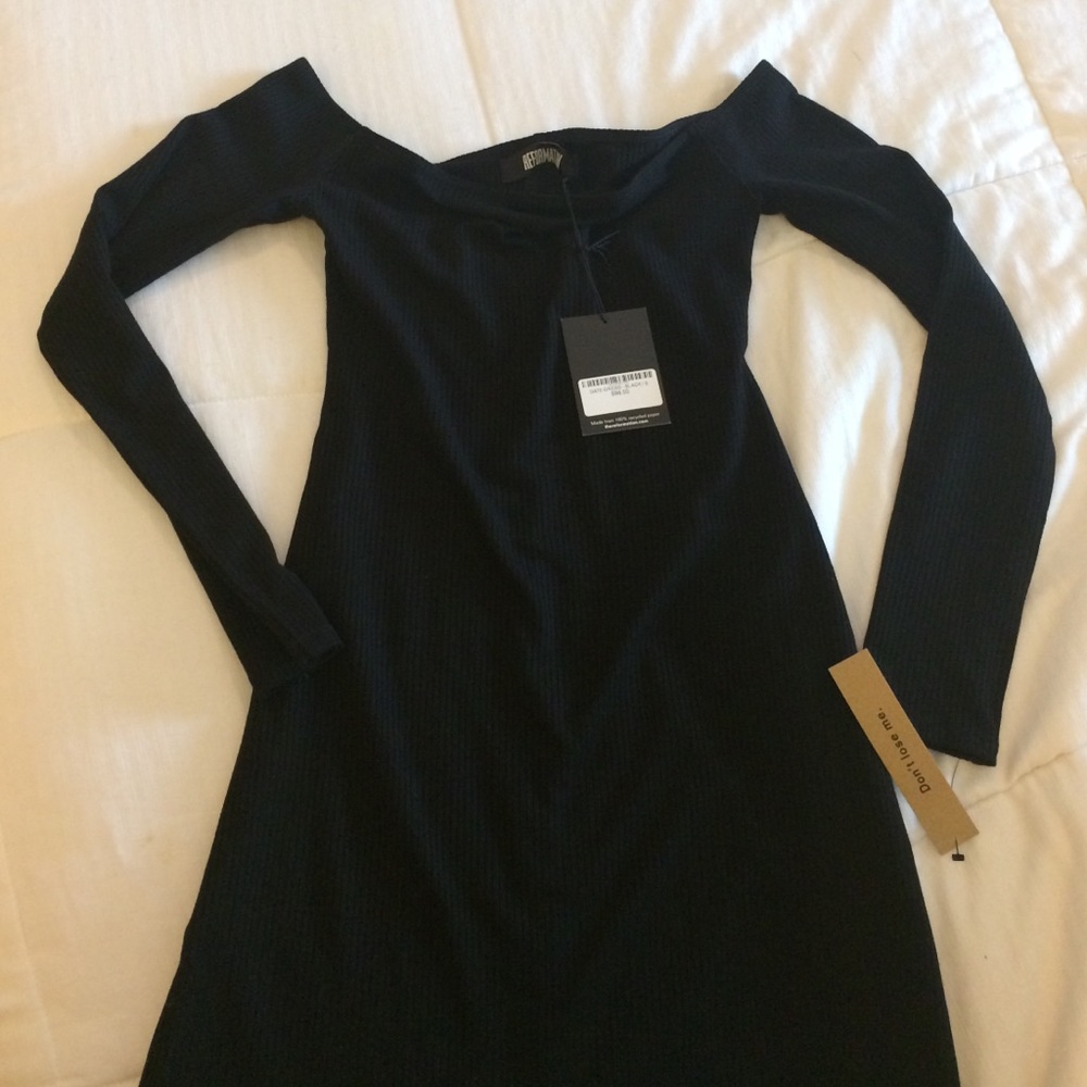 REFORMATION blk ribbed dress