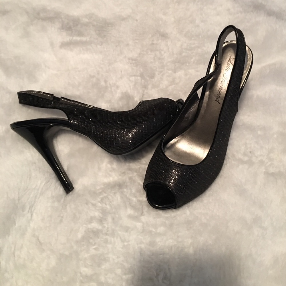 Black sling back heels