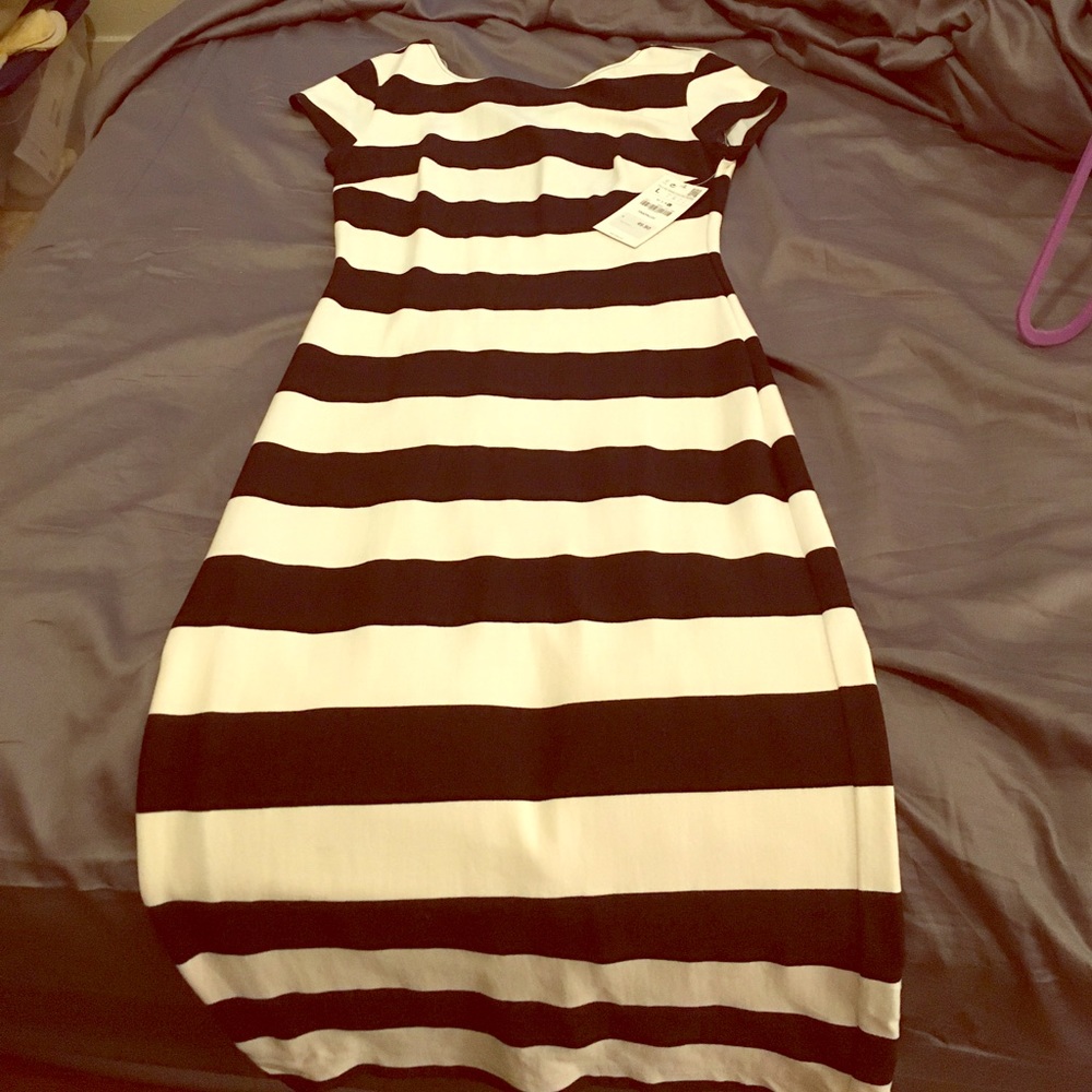 Striped midi backless dress