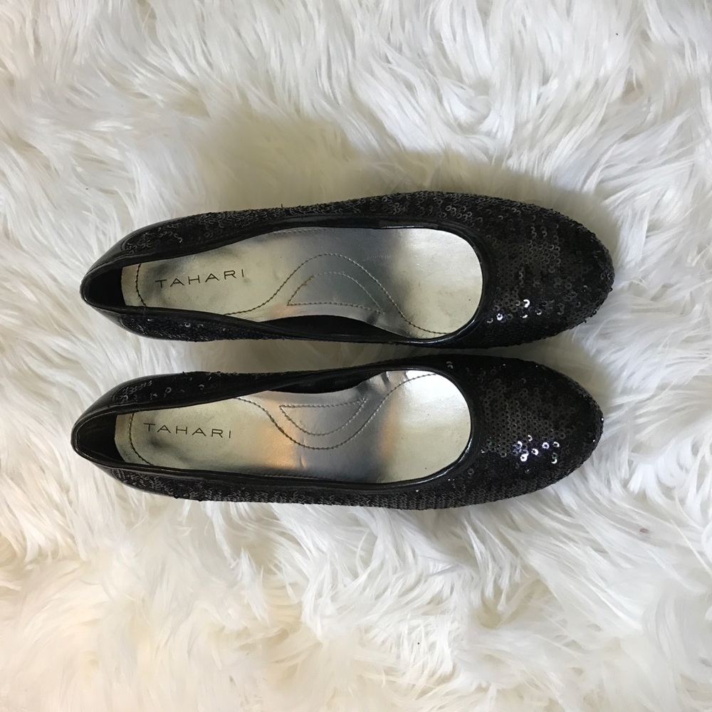 Tahari black sparkly heels