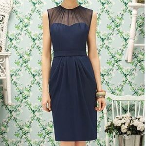 Lela Rose Navy Chiffon Cocktail Dress Style LR189
