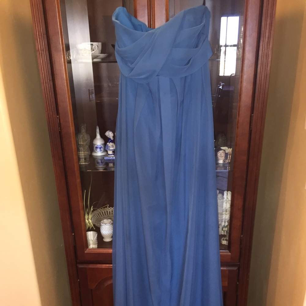 Long Formal Strapless Blue Dress