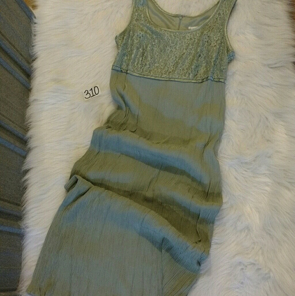 Vintage Sleeveless Crinckle Pleated Maxi Empire Shift Dress - Picture 9 of 11