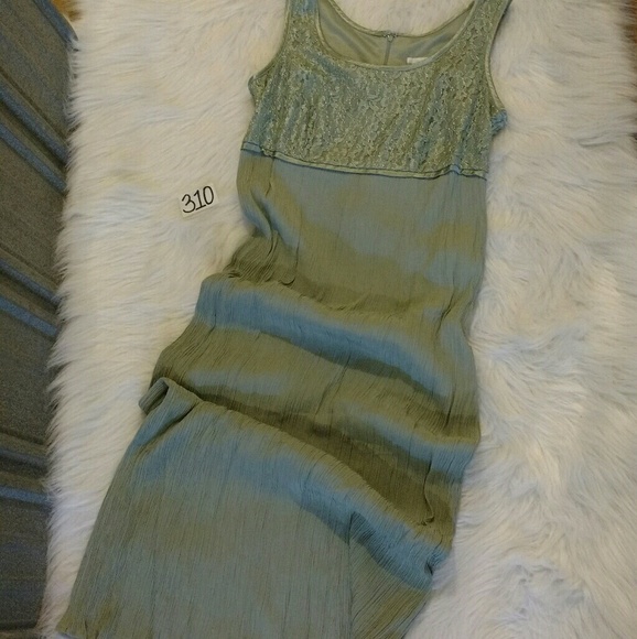 Vintage Sleeveless Crinckle Pleated Maxi Empire Shift Dress - Picture 9 of 11