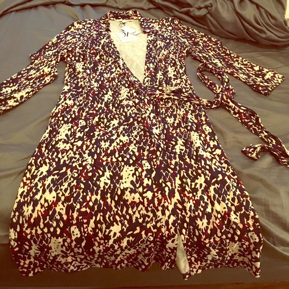 DVF multicolor print wrap dress