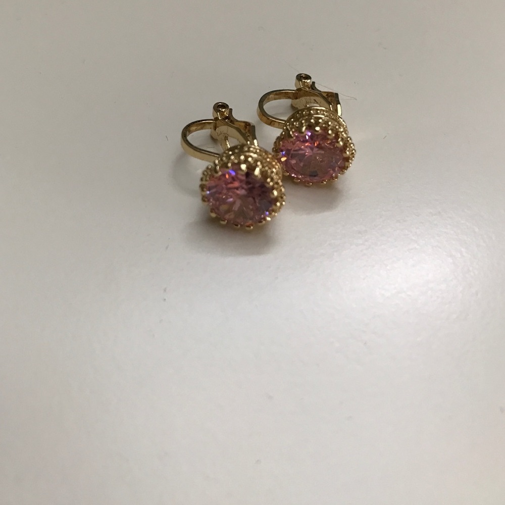 Pink and Gold Clip on Earrings