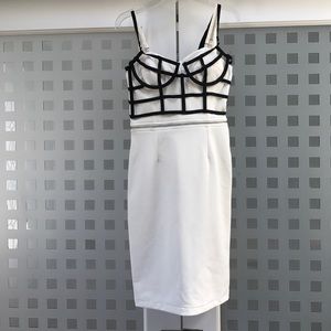 Sexy black and white cage tank top mini dress
