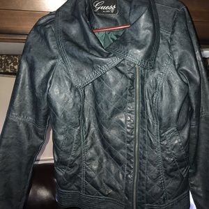 Guess leather blue/green jacket!