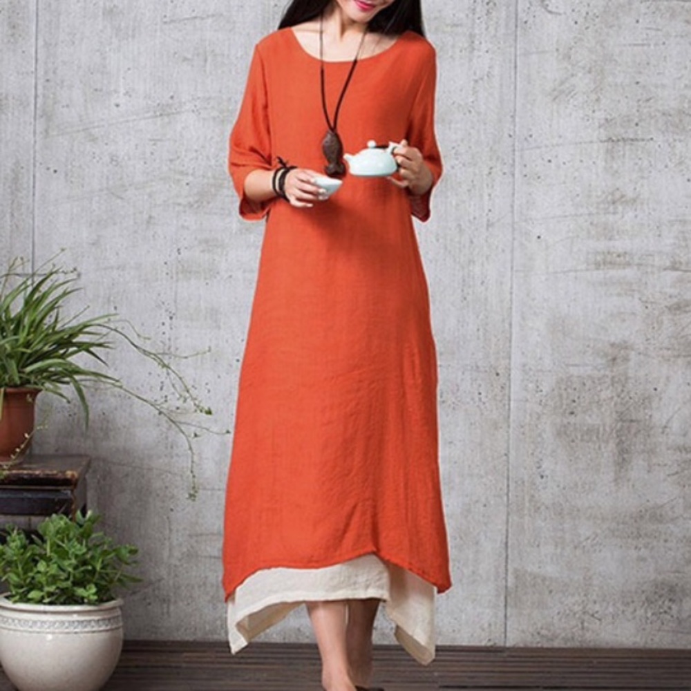 Orange double layer dress
