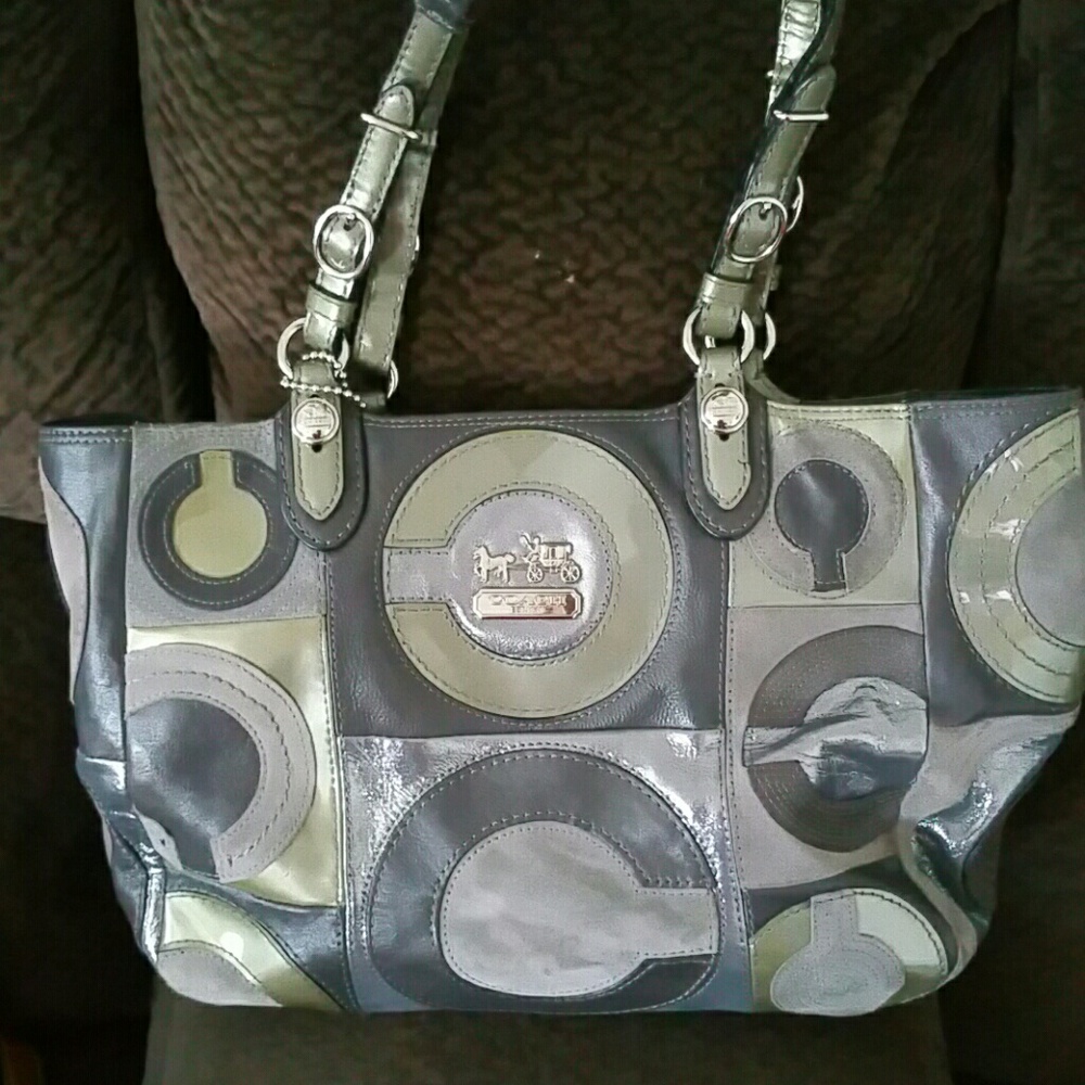 Coach gray leather handbag