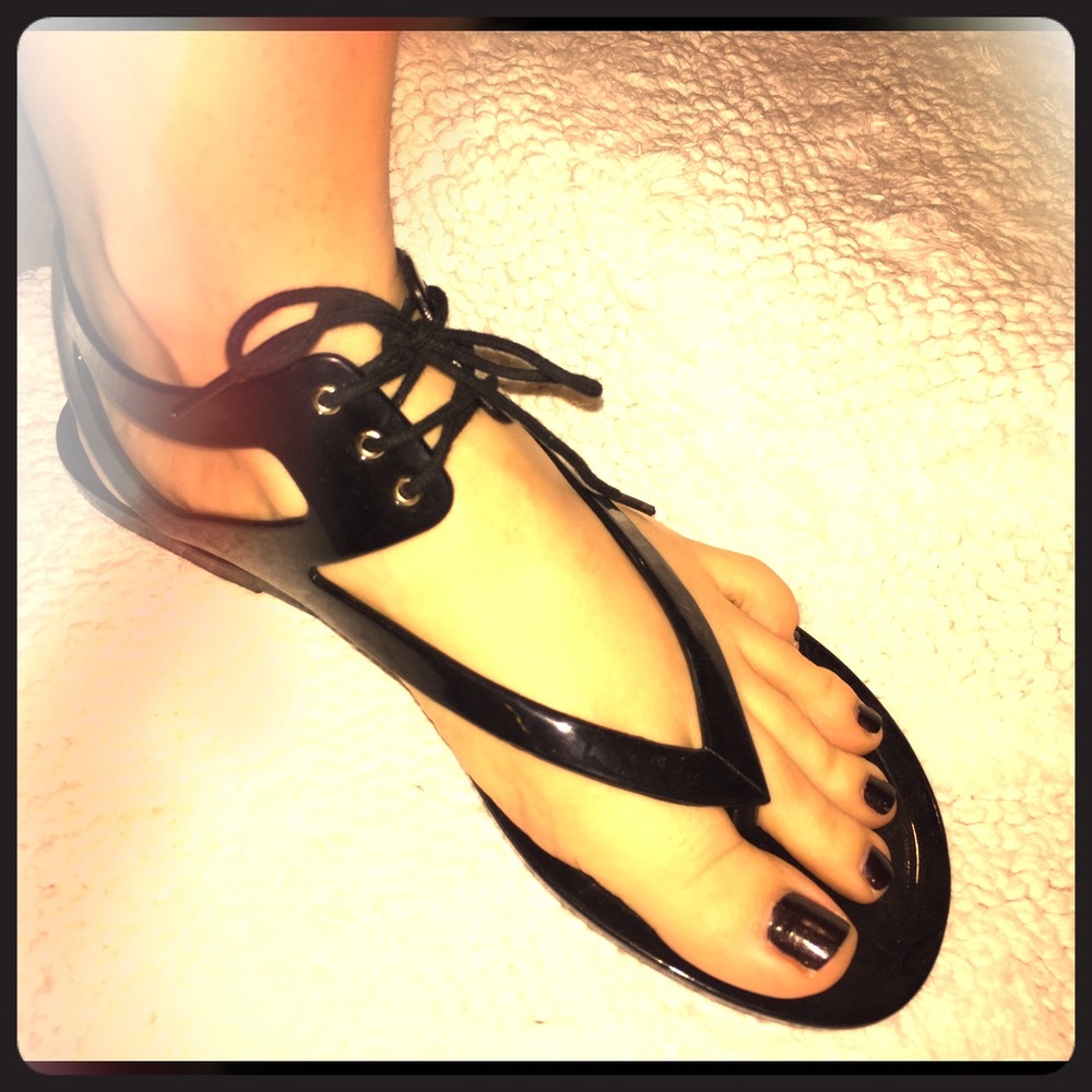 J Crew black jelly sandals