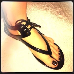 J Crew black jelly sandals
