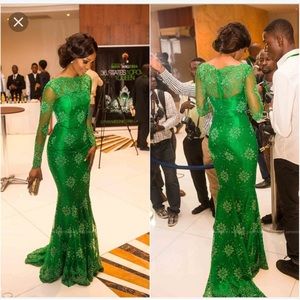 African Tribal Print Prom Dress (navy blue)