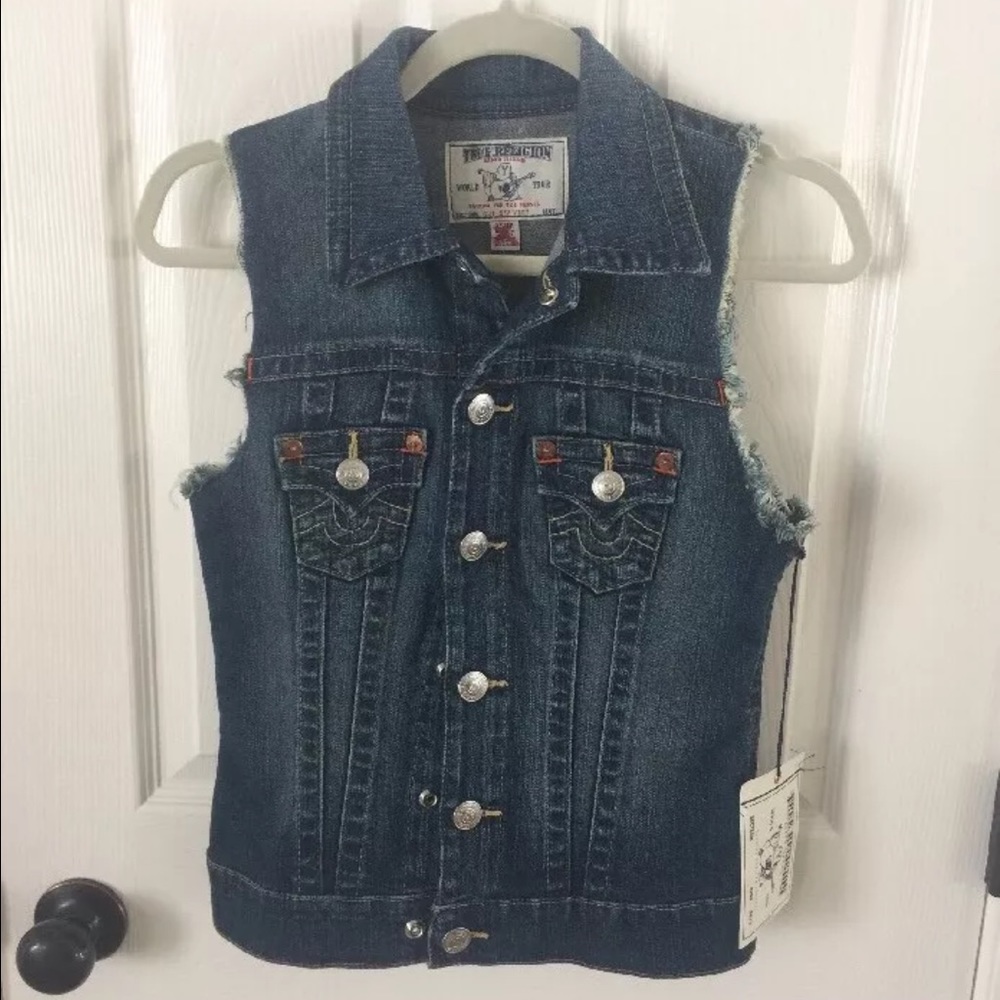 True religion xs vest denim