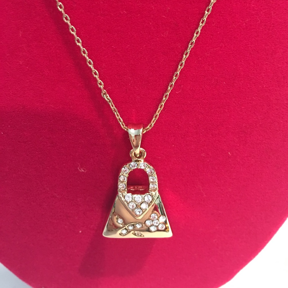 Swarovski Crystal &Goldtone Handbag Necklace NWT