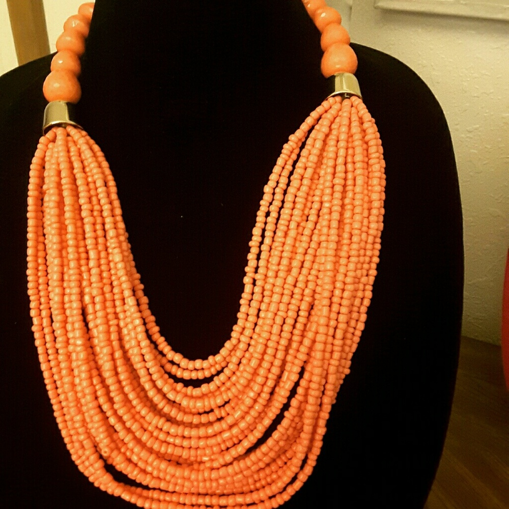 Peach beaded necklace