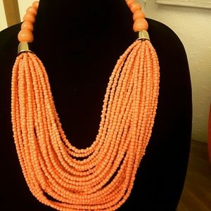 Peach beaded necklace