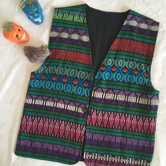 Vintage Other - Guatemalan embroidered festival boho tribal vest