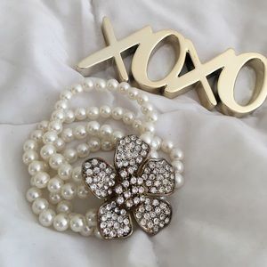Pearl Diamond Flower bracelet