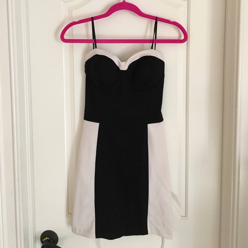 New, Black and White, strapless mini dress