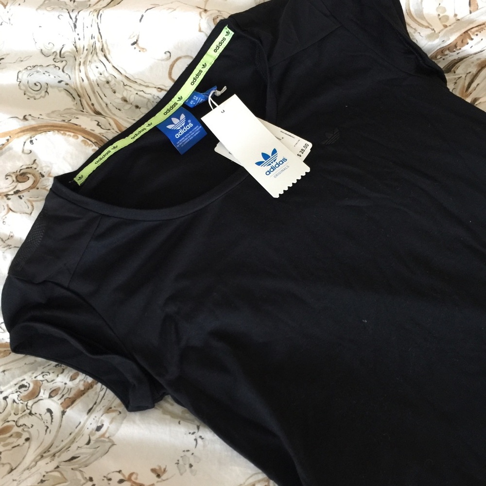 Adidas original black t shirt with mesh inlay. XS.