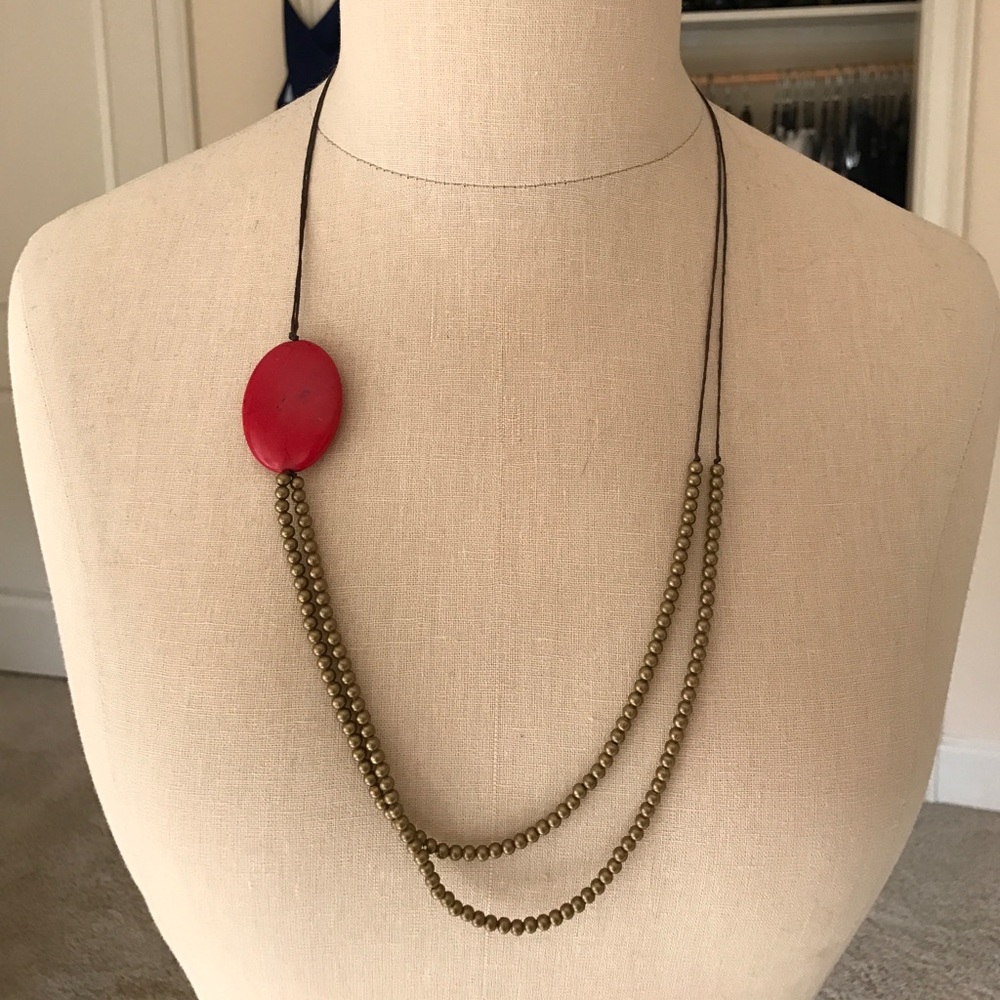 Mid Lengthed Red Stone Necklace
