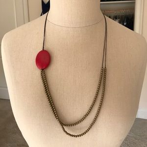 Mid Lengthed Red Stone Necklace