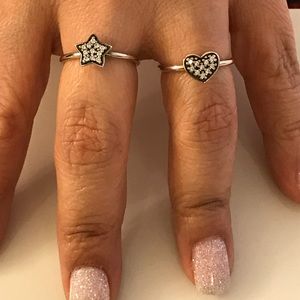 Pandora limited edition heart/star stackable rings
