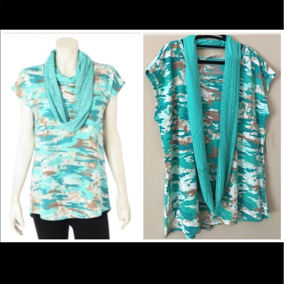 🎈3 for $10🎈 Flowy Camo Top w/Scarf ✨FINALPRICE✨ - Picture 3 of 8