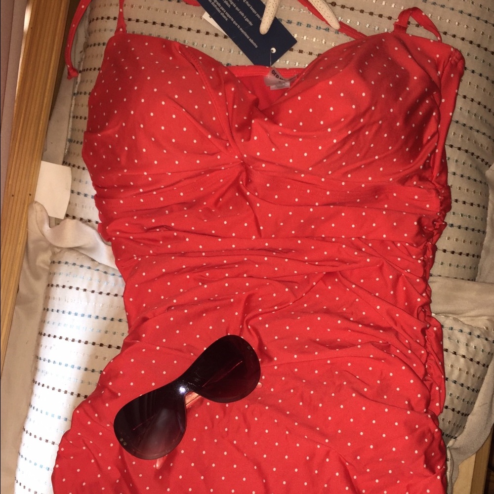 Old Navy one piece swimsuit. Super cute polka dots