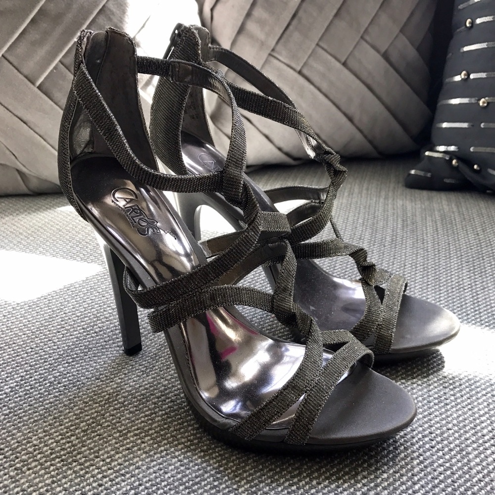 Sparkly gunmetal heels