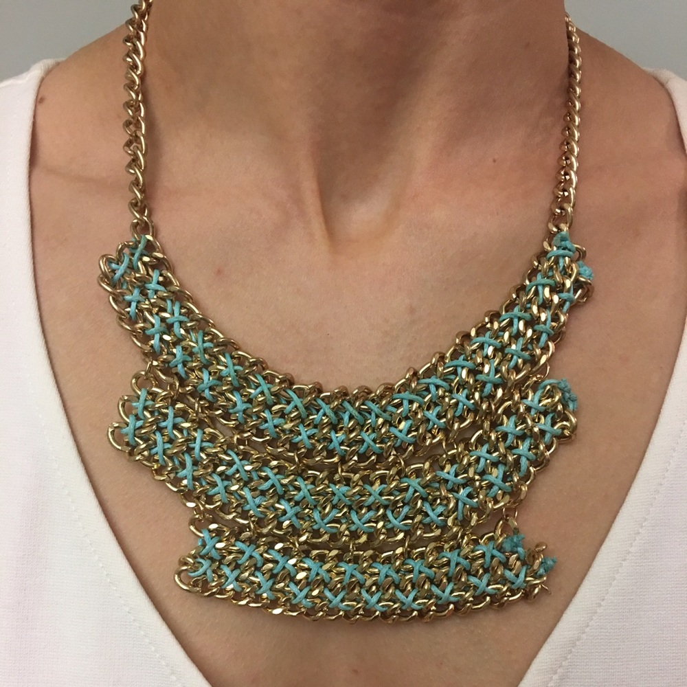🥳✨Turquoise & "golden" bib necklace✨ - Picture 1 of 3